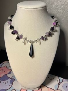 Glass and resin stainless steel adjustable necklace  Stainless steel (excluding charms) Glass beads (excluding pearl beads) Crystal Witch, Purple Crystal, Purple Crystals, Adjustable Necklace, Outfits Aesthetic, Glass Bead, Pearl Beads, Necklace Etsy, Glass Beads