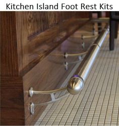 the kitchen island foot rest kits are made from wood and metal