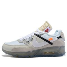 The Nike The 10 Air Max 90 designed by Virgil Abloh is a must-have for any sneakerhead. This release was a member of the initial five-pair REVEALING group of the Off-White x Nike “The Ten' Collection and features a white leather upper with ice blue foam and grey suede overlays. A stitched reflective white Nike Swoosh, signature orange tag, and grey suede heel patch complete the look of this highly coveted sneaker. Do not miss your chance to add this piece of sneaker history to your collection. ( Off White X Nike, Nike Off White, Marathon Running Shoes, Marathon Running, Grey Suede, White Nike, Running Shoes Sneakers, Bold Color, Virgil Abloh