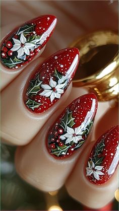 Stand out this holiday season with these Christmas Nails Unique ideas that are anything but ordinary! From classic Chistmas Nails to creative Gingerbread Nails Acrylic, we’ve got all the inspo you need. 🎅✨ Add a sweet twist with Gingerbread Nail Designs and Gingerbread Nail Art that’ll make your nails look good enough to eat! For a festive flair, try bold Red Nail Designs or mix it up with intricate Xmas Nail Designs. These Themed Nail Art ideas are sure to turn heads at every holiday party. ... Diy Snowflake Nail Art, Christmas Nails Cute, Nail Noel, Xmas Nail Designs