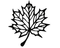 a black and white drawing of a leaf with leaves on the side, as if it were cut out from paper