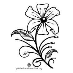 a black and white drawing of a flower