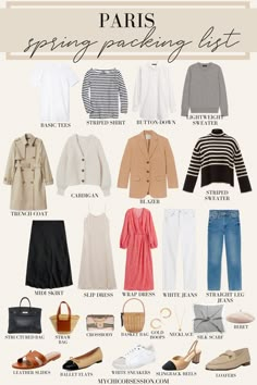 Paris Capsule Wardrobe Spring 2023, Preppy Europe Outfits, Spring Travel Capsule Wardrobe Europe, European Travel Outfit Spring, 2 Week Packing List Europe Spring, Paris In May Outfits 2024, London Capsule Wardrobe, Paris Outfits April, Outfit Ideas For Paris