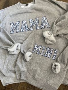 Mama and Me Mini Embroidered Blue Floral Applique Sweatshirt | Etsy Mom And Me Shirts, Applique Sweatshirt, Floral Sweatshirt, Embellished Sweatshirts, Matching Mom, Cute Shirt Designs, The Nights, Perfect Blue, Applique Shirts