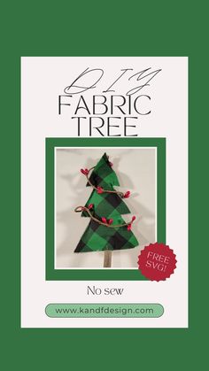 a green and black plaid christmas tree with red berries