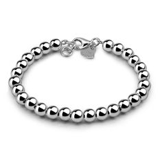 PRICES MAY VARY. Wrap your wrist with this elegant sterling silver beaded chain bracelet. Made with Italian artisan techniques, each bead is individually strung by hand, creating a timeless classic that remains a classic to this day. Sophisticated and bold, this bracelet instantly elevates a casual or sophisticated outfit, allowing you to effortlessly style from morning to night. Wear it alone for a stunning look, or layer it with other bracelets for a cool fashion statement. The material is han Sterling Silver Bead Necklace, Ball Chain Bracelet, Beaded Chain Bracelet, Silver Bracelet Stack, Rose Gold Party, Sterling Silver Bead Bracelet, Silver Bead Bracelet, 925 Silver Bracelet, Stylish Bracelet