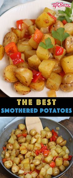 the best and most fried potatoes are in this collage with text overlays