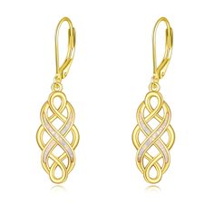 PRICES MAY VARY. ❤ The Gold Celtic knot earrings is a complete loop, without beginning or end, could be said to represent eternity, means loyalty, faith, friendship or love. Each design uses only one thread, which symbolizes the interconnection between life and eternity. ❤Created opal with solid 925 sterling silver and high-quality 3-layer 18k gold plating,tarnish resistant, nickel-free, lead-free, cadmium-free ❤ Comfortable and practical to wear every day，Sweet and glittering, this style is an Women Gold Earrings, Cross Earring, Celtic Knot Earrings, Gold Earrings For Women, Religious Cross, Valentines Day Presents, Irish Celtic, Knot Earrings, Cross Earrings