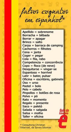 the spanish language is written in red and yellow