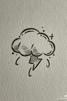 a drawing of a cloud with lightning coming out of it