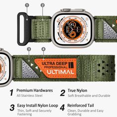 ULTIMAL Sports Compatible with Apple Watch Ultra Strap 49MM, Soft Nylon Band, Breathable Hollow Out, Hook & Loop Design for Apple Watch Band Series Ultra/Ultra 2 Green : Amazon.co.uk: Electronics & Photo Cinema Camera, Loop Design, Apple Watch Ultra, Technology Accessories, Watch Ultra, Watch Straps, Apple Watch Strap, Wearable Technology, Home Tv