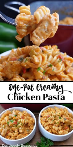 one pot creamy chicken pasta is an easy and delicious dinner that's ready in under 30 minutes