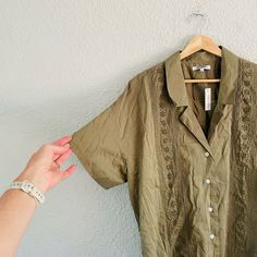 Nwt May Have Some Try On Wear That Will Launder Out With A Wash Size Large Madewell Top, Try On, Madewell, Cover Up, Top Blouse, Blouses, Womens Tops, Green, Women Shopping