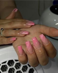 Pink nail inspo Pink Nails Ideas Medium, Acrylic Nails Pretty Pink, Pink Nails Coffin Design, Neutral Pink Nails With Design, Pink Ombre Nails French Tips, Natural Pink Acrylic Nails Design, Summer Nails Pink Ombre, Nail Ideas Gel Pink, Pink Nails Holiday