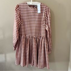 Daisy Street (From Urban Outfitters) Women’s Dress. Size Medium. Pink With Brown Gingham Print. Buttons At The Cuffs And Back Neckline. New With Tags - Originally Retailed For $49. 100% Polyester Made In India Please Review The Photos And The Way In Which I Measured The Garment To Determine How It Will Fit You. Bust: 21” Waist: 19.75” Sleeve (Seam To Cuff): 24” Length: 32.5” Brown Gingham, Urban Outfitters Dress, Pink Gingham, Urban Outfitters Women, Gingham Dress, Gingham Print, Medium Brown, Pink Brown, Gingham