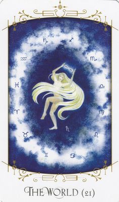 the zodiac sign is depicted in an artistic frame with clouds and stars around it, as well as a woman holding a sception