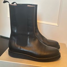 Worn Twice Purchased From My Theresa 895.00 New Box And Dust Bag Included Moto Boots, High Boots, Chelsea, Limited Time, Dust Bag, Size 10, Women Shoes, Boots, Black