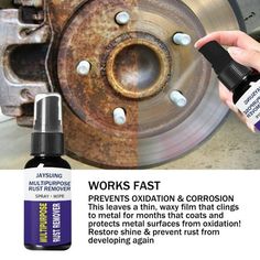 a person is working on a brake assembly with an oil bottle next to it and the words work's fast