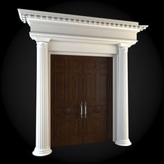 an image of a wooden door with columns