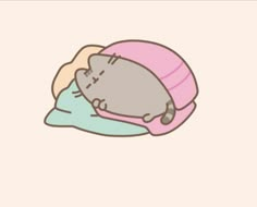 a cat sleeping on top of a pillow with a pink blanket over it's head