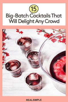 the front cover of an ebook with glasses filled with liquid and berries in them on a white tablecloth