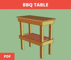 a wooden table is shown with the text bbq table below it and an image of a