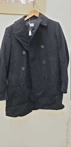 Vintage Military Issued NAVY PeacoatCondition-USED in GOOD shape for its age-see picsSize-36 XLNSN# 8405-01-154-5782This is REAL, not aftermarketMade in the USA!check us out at www.armysurpluswarehouselexington.com Navy Peacoat, Herringbone Shirt, Wool Shirt, Vintage Military, Us Navy, Herringbone, Shirt Blouses, Conditioner, Art Collection