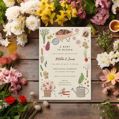 Baby Shower Party Idea Template Baby Shower Garden, Garden Baby Shower Theme, Shower Garden, Growing Garden, Wheel Barrow, Gender Neutral Baby Shower Invitations, Growing Gardens