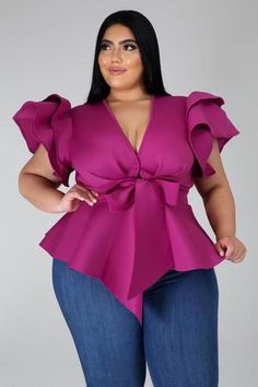 Flare Tie Top GitiOnline Organza Sleeves Style, Organza Top Styles, Elegant Work Dress, Birthday Dress Ideas, Cute Plus Size Clothes, Applique Blouse, Camouflage Dress, African Attire Dresses