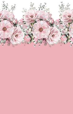 a pink background with flowers on it