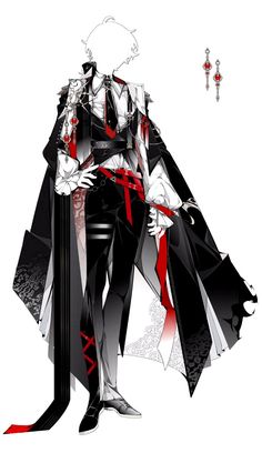 Men Outfit Design, Outfits For Men Drawing, Coat Over Shoulders Drawing Reference, Super Hero Outfit Ideas, Modern Outfit Drawing, White Goth Outfit Men, Red Fantasy Outfit Male, Oc Clothes Outfit Ideas Male, Male Oc Outfit Ideas