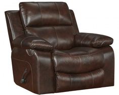 the reclining chair is brown leather