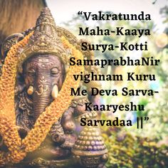 an elephant statue with the words vakratunda maha - kavya surya - koti samrapahabni, vigani and ven