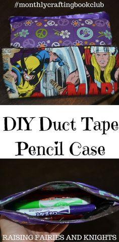 the diy duct tape pencil case is shown with text overlay that reads, diy duct tape pencil case