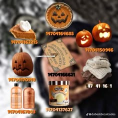 an image of pumpkins and other items for halloween