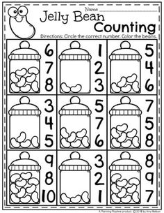 the jelly bean counting game is shown in black and white, with numbers on it