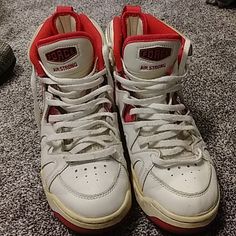 Very Nice Condition Vinage 80s/ Early 90s Nike Force Air Strong Shoes Size 9. They Are Red And White Only Condition Issues Shown In Last Photo Otherwise Amazing Condition Considering Age Of Shoe Nike Shoes Vintage, Nike Force, White Only, 90s Nike, Shoes Vintage, Early 90s, Vintage Shoes, Vintage Nike, Nike Men