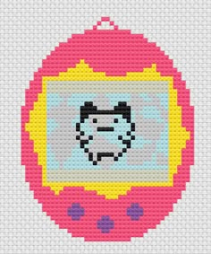 a cross stitch pattern with a clock on it