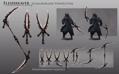 the concept art for flesheaver's scissor blade