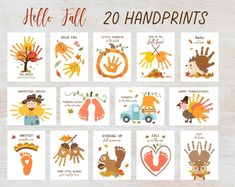 hello fall handprints with different designs