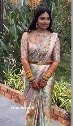 Pastel Sarees For Engagement, South Indian Saree For Engagement, Engagement Blouse Designs South Indian, Fancy Pattu Sarees, Pastel Wedding Saree South Indian, Reception Saree With Pallu In Traditional Drape, Pastel Colour Saree, Reception Saree For Bride, Pattu Sarees Wedding