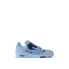 LOUIS VUITTON® - Lv Trainer Sneaker - Blue Lv Trainers, Lv Trainer Sneaker, Louis Vuitton Sneaker, Louis Vuitton Gifts, Louis Vuitton Official Website, Spring Sandals, Trunk Bag, Fish Tanks, Leather Denim