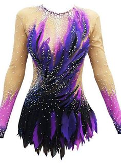 a purple and black figure skating dress