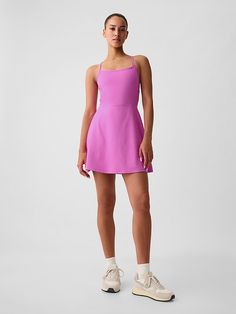 Gap Sporty Spring Dresses With Built-in Bra, Fitted Pink Tennis Dress For Sports, Pink Fitted Tennis Dress For Sports, Pink Stretch Tennis Dress In Athleisure Style, Pink Athleisure Tennis Dress For Workout, Pink Athleisure Tennis Dress For Summer, Pink Spring Tennis Dress For Workout, Pink Tennis Dress For Spring Workout, Pink Athleisure Tennis Dress