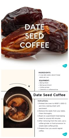 an info sheet with dates, coffee and other foods on it's sidelines