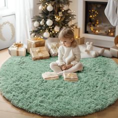 PRICES MAY VARY. ✨Ultra Soft Feeling: PAGISOFE large round rug is built with a soft surface and a memory-foam, leave this rug feeling soft and luxurious, enjoy fluffy and super soft feeling on your barefeet perfect for bedroom and those medium traffic areas in your home. Make your children, baby and pets more comfy and warm when they play on the floor. ✨Safe Materials & Environmental friendly: Featurs ultra soft, fuzzy, fluffy plush, does not contain any harmful substances, no smell, no shed. Ou Green Nursery Rug, Light Green Nursery, Dorm Cute, Round Rug Nursery, Rugs For Kids Room, Kid Friendly Home, Gender Nursery, Room Decor Rugs, Baby Room Rug