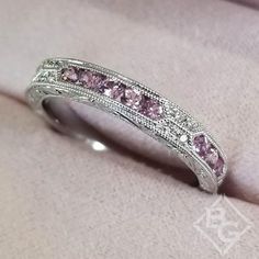 Kirk Kara Charlotte Pink Sapphire Diamond Wedding Band Sapphire Diamond Wedding Band, Jewelry Appraisal, Womens Wedding Bands, Diamond Wedding Band, Shop Engagement Rings, Rose Gold Diamonds, Sapphire Diamond, Hand Engraving, Mens Wedding Bands