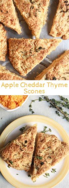 apple cheddar thyme scones on a plate