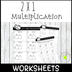 worksheet for 2x1 multiplication with two numbers on it