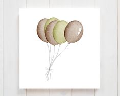 a card with five balloons on it